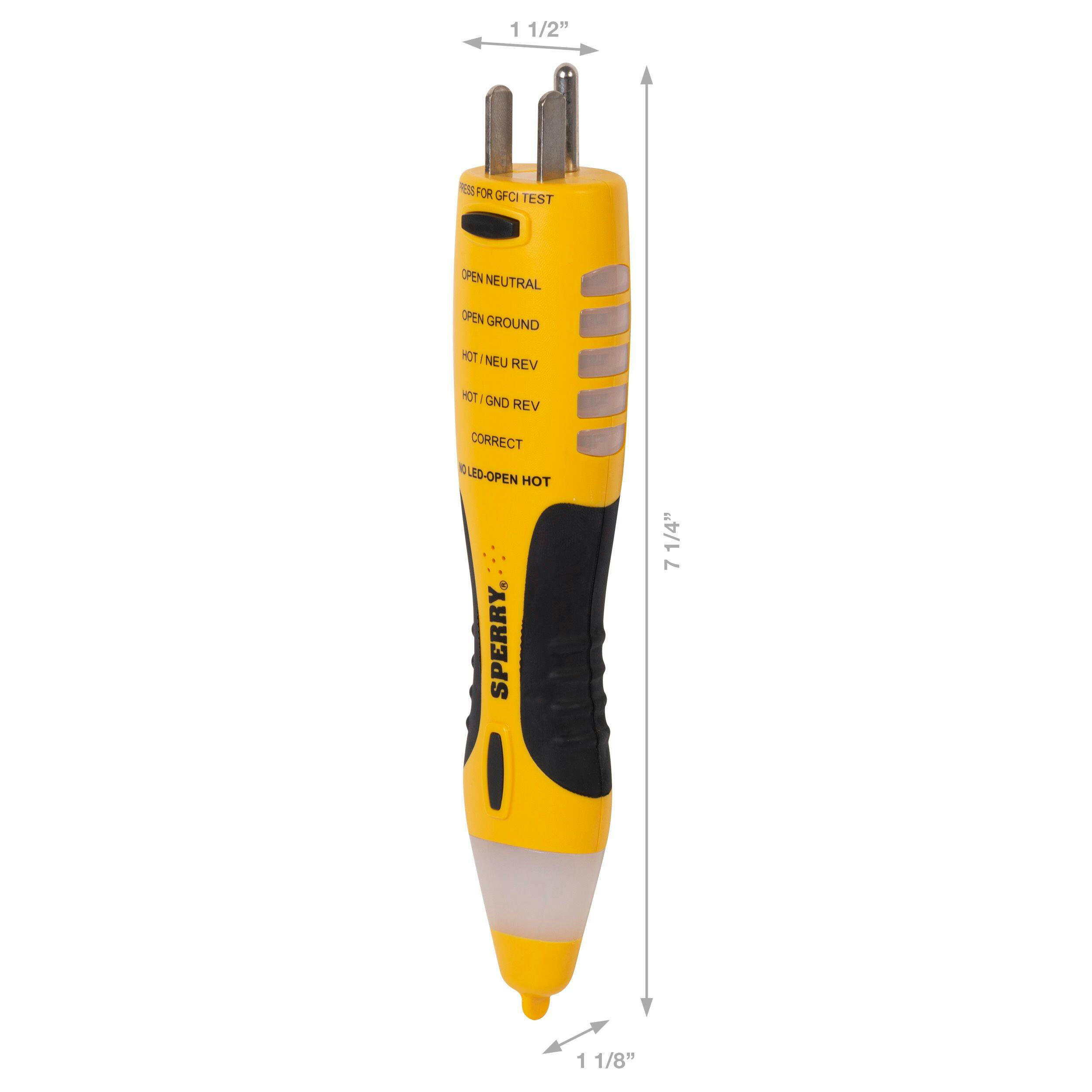 Sperry VD7504GFI DualCheck 2-in-1 Tester, 50-1000V AC Non-Contact Voltage Detector, GFCI Outlet Circuit Analyzer