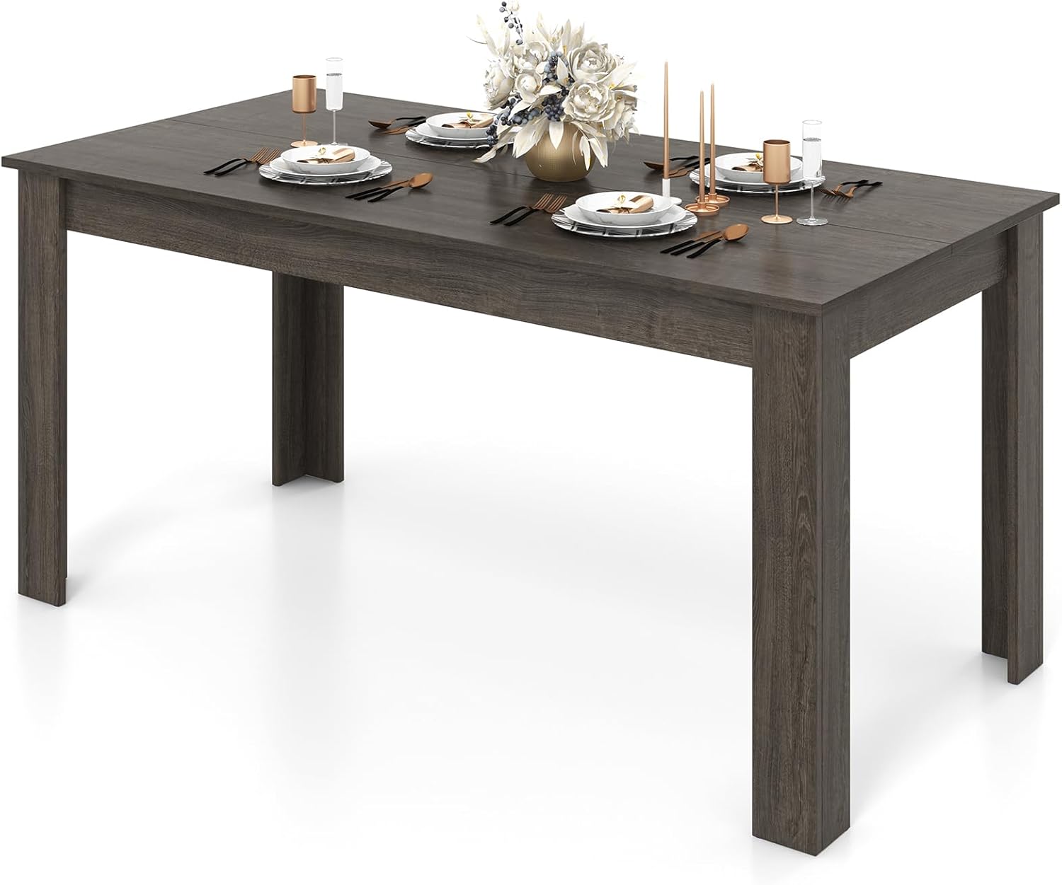 Giantex Dining Table, 63 L x 31.5 W x 30 H Large Farmhouse Center Table with 330LBS Capacity, Kitchen Table for Living Room, Home Office, Dinette, Dinner, Dining Room, Restaurant, Grey