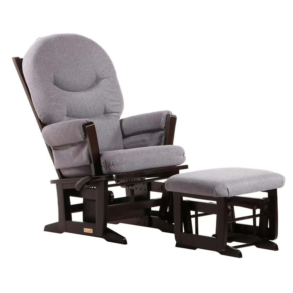 Dutailier Espresso/ Dark Grey Multiposition Reclining Modern Glider and Ottoman Set