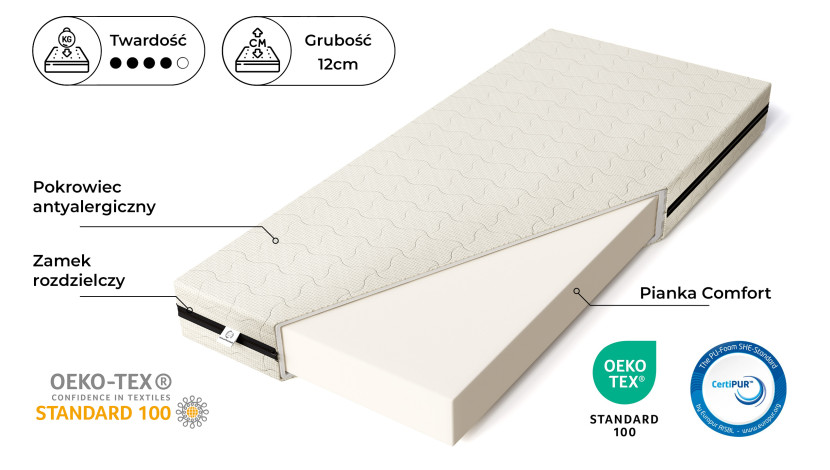 Materac piankowy Smart Comfort™ 60x120 12cm - Smartwood®