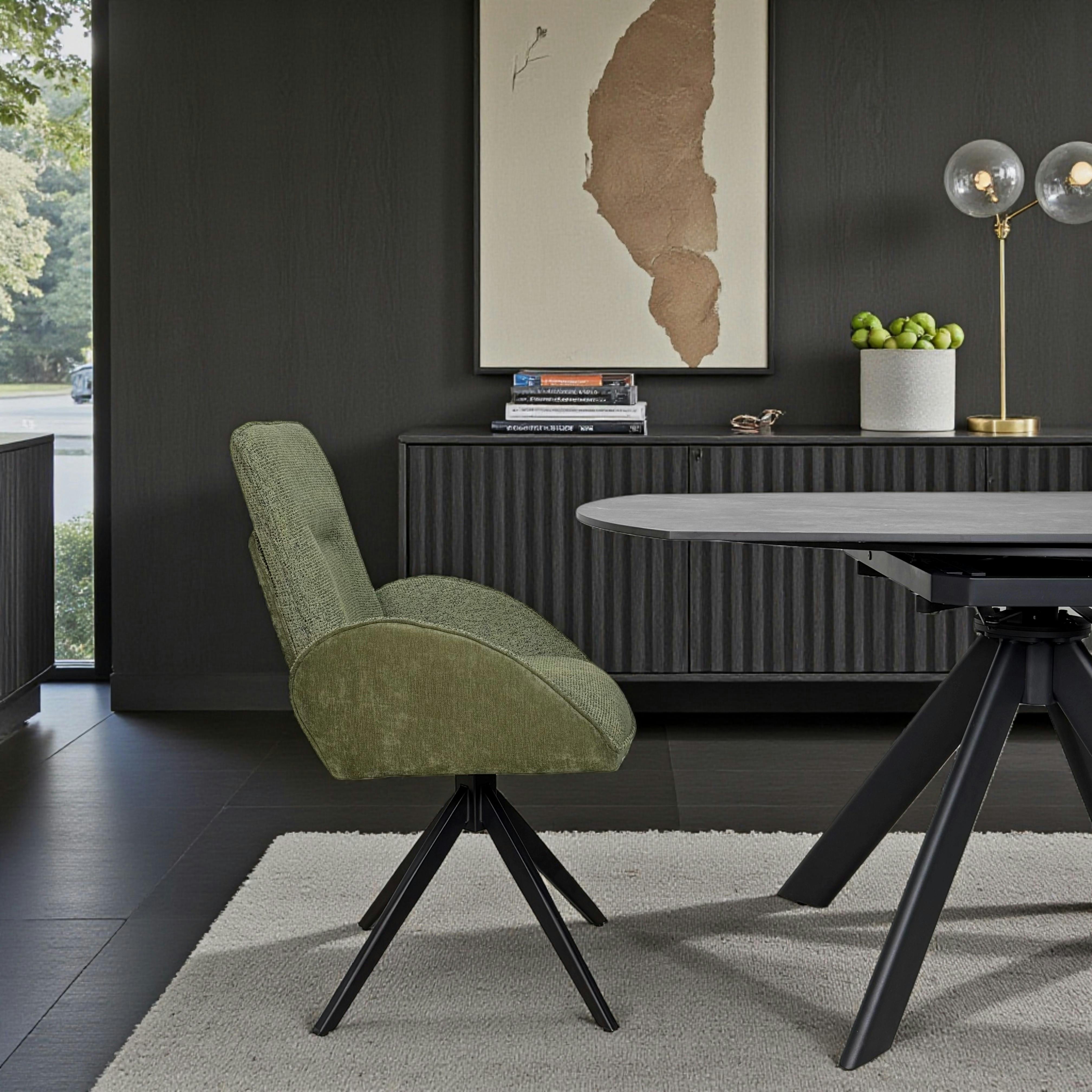 Fauteuil de table pivotant vert, bi-matière (lot de 2) AGADE