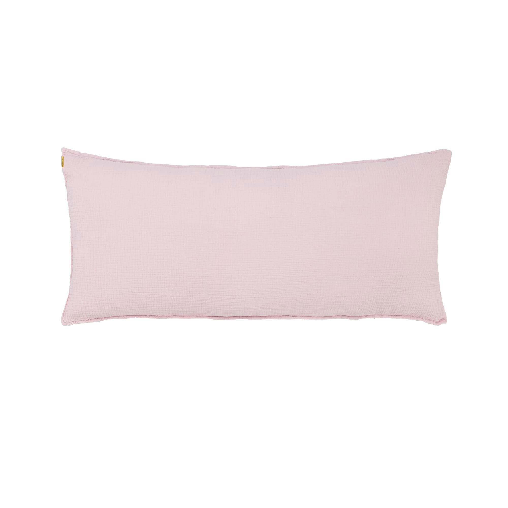 - Grand coussin en double gaze de coton rose délicat