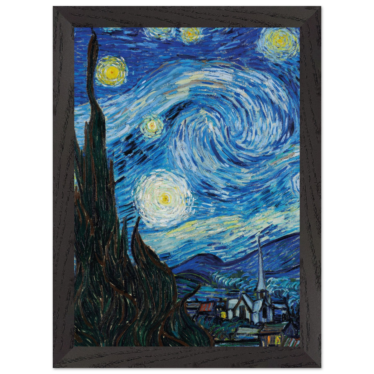 Artfulprints Poster met Lijst Vincent van Gogh - Starry night  - A4 21x29.7 cm - Blauw