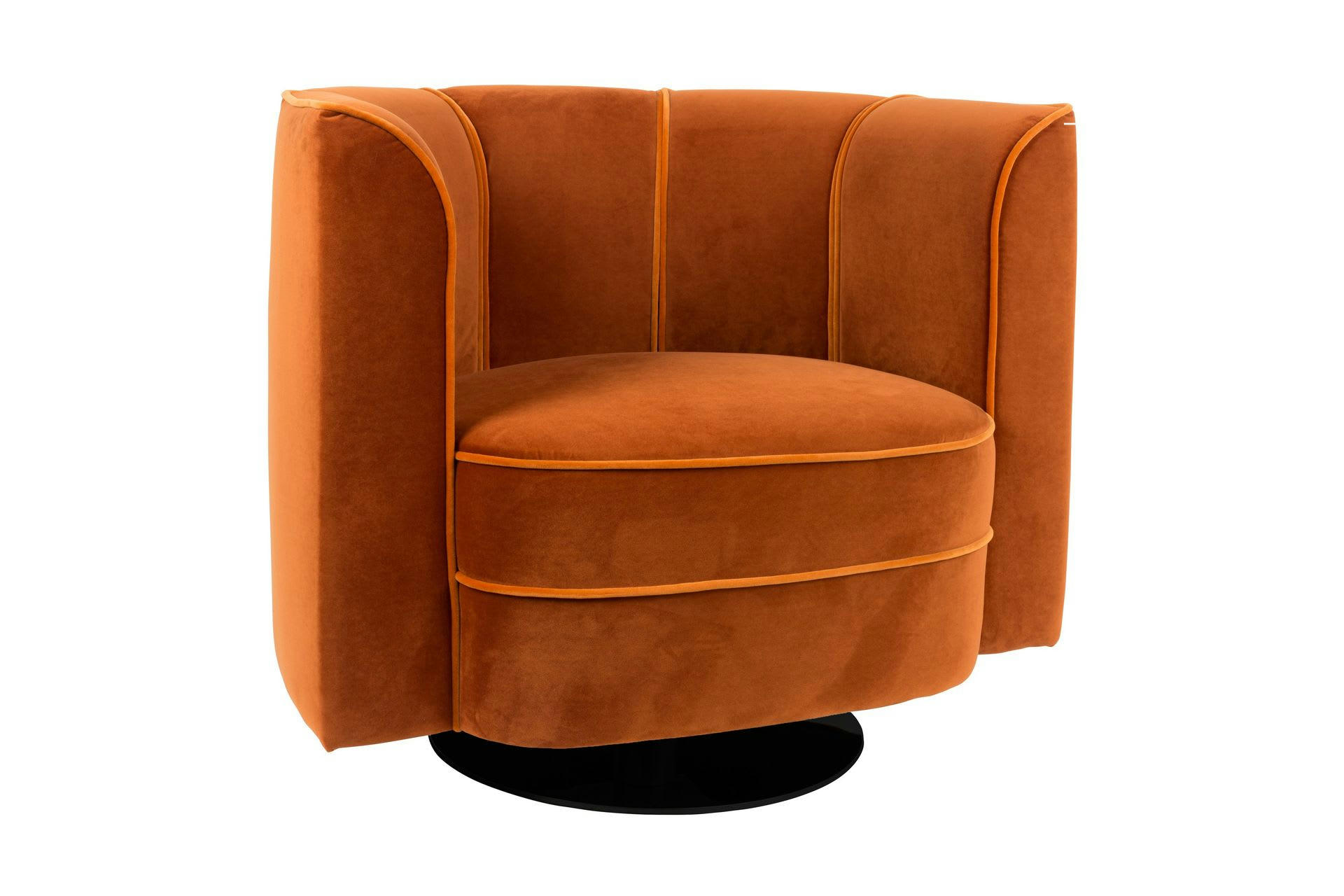 FLEUR - Fauteuil lounge en velours orange