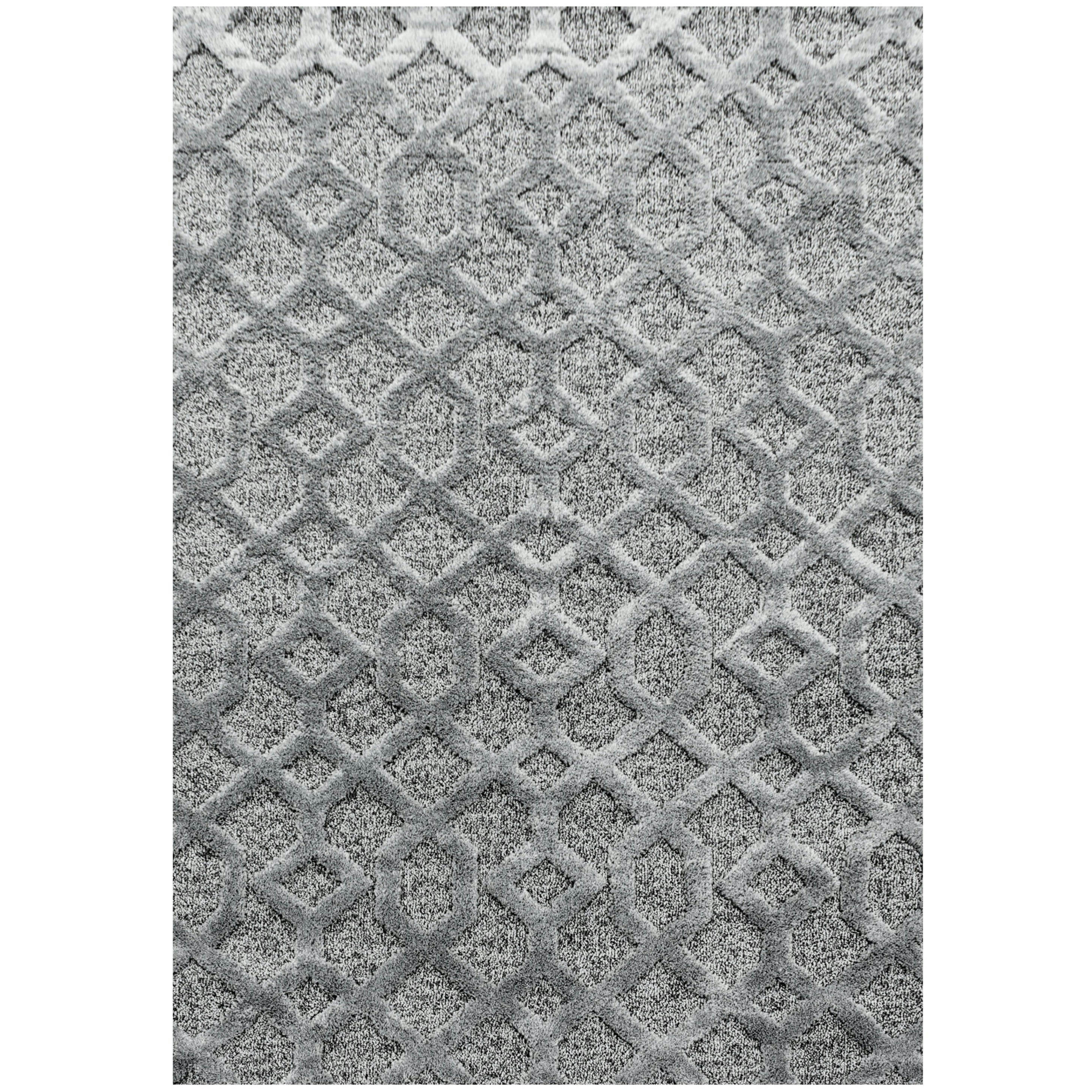 BOHEME - Tapis bohème à relief gris 120x170cm