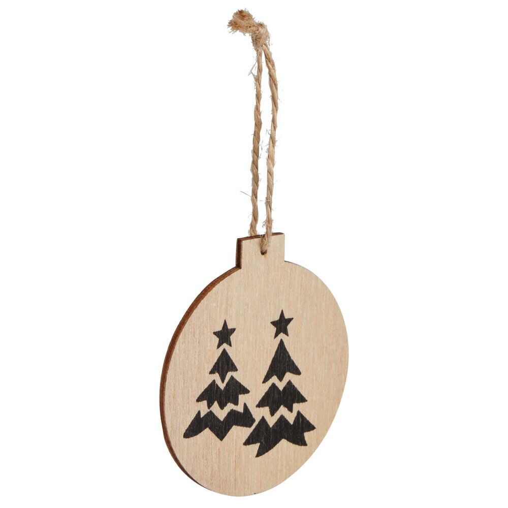Suspension boule plate en bois Ø6cm - 3 modèles