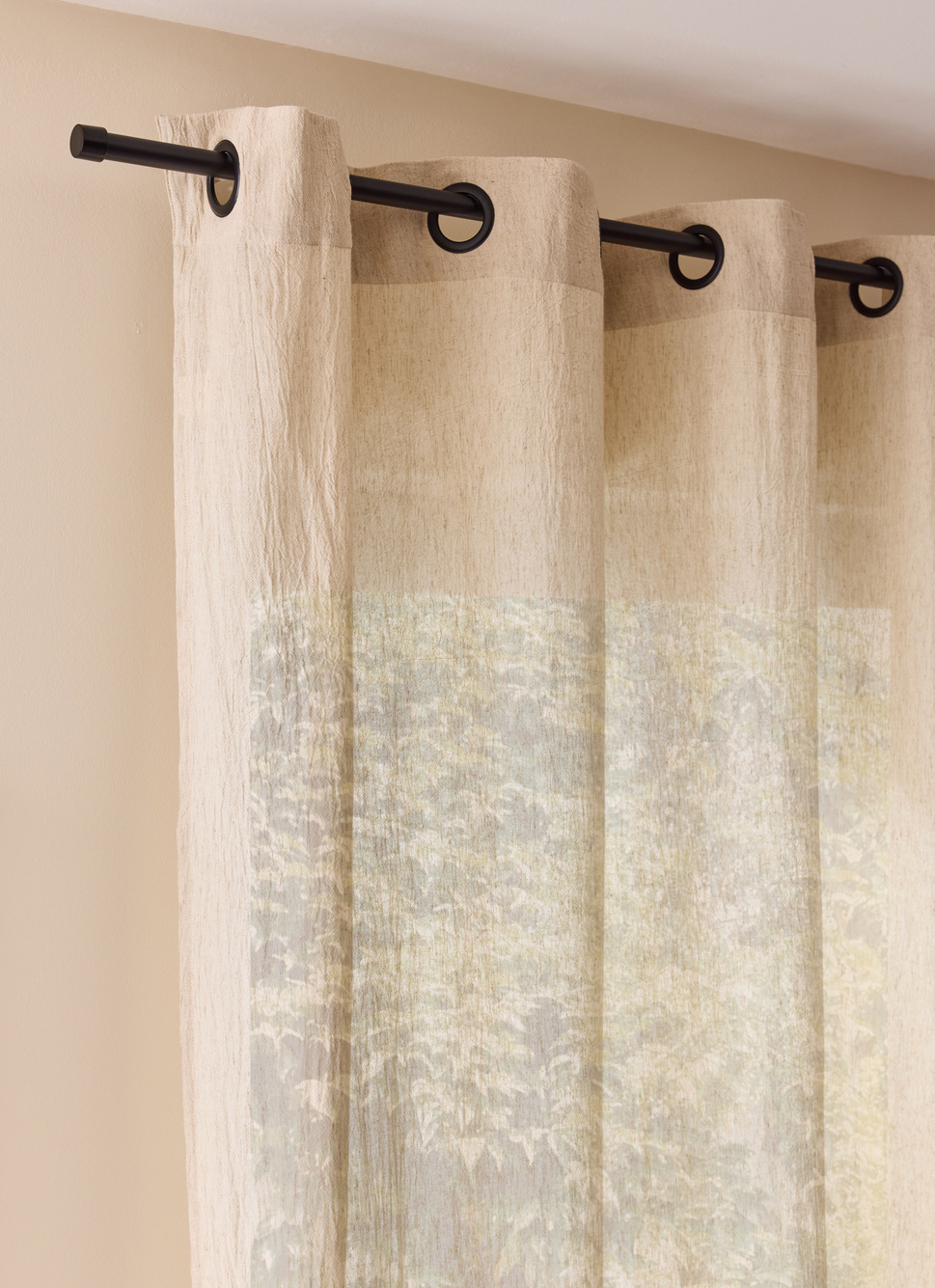 RIDEAU FLUIDE TEXTURÉ EN COTON ET LIN BEIGE