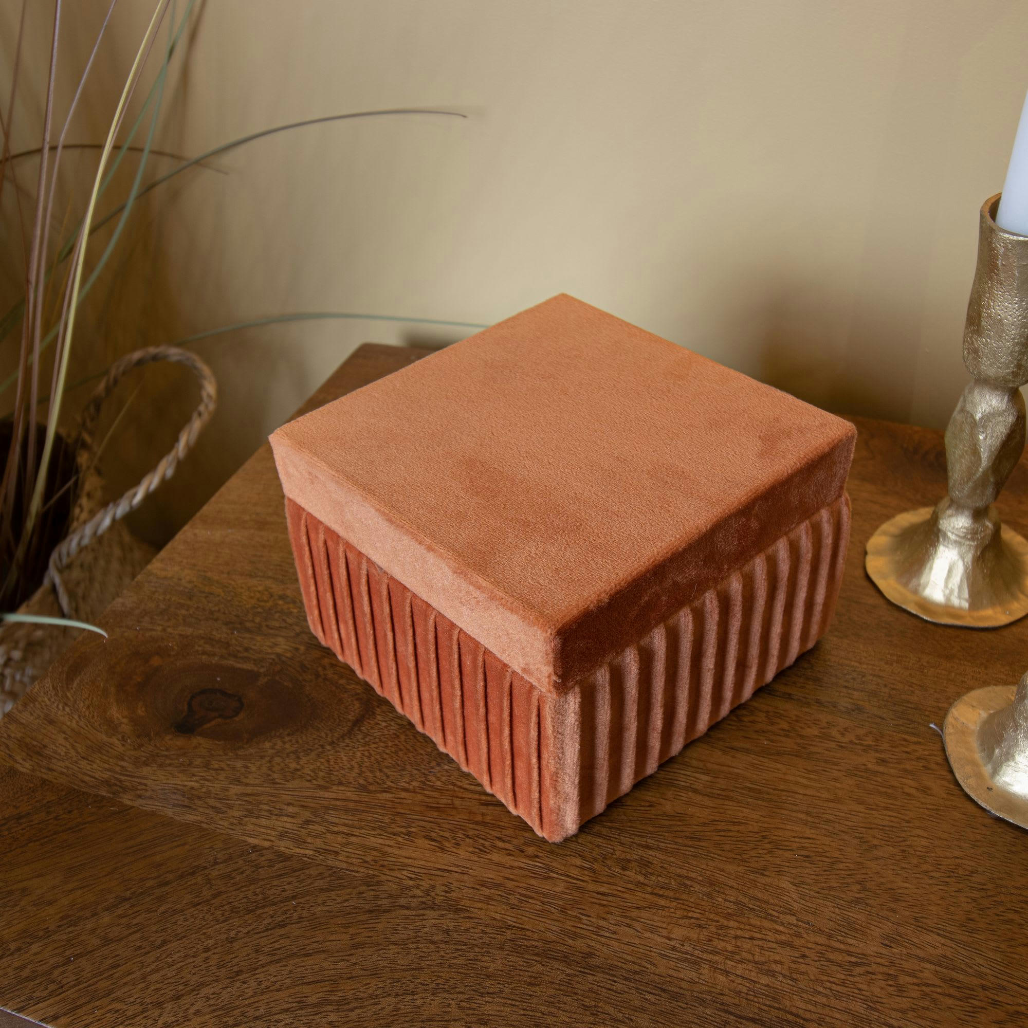 VRILLE - Boîte en velours plissé terracotta