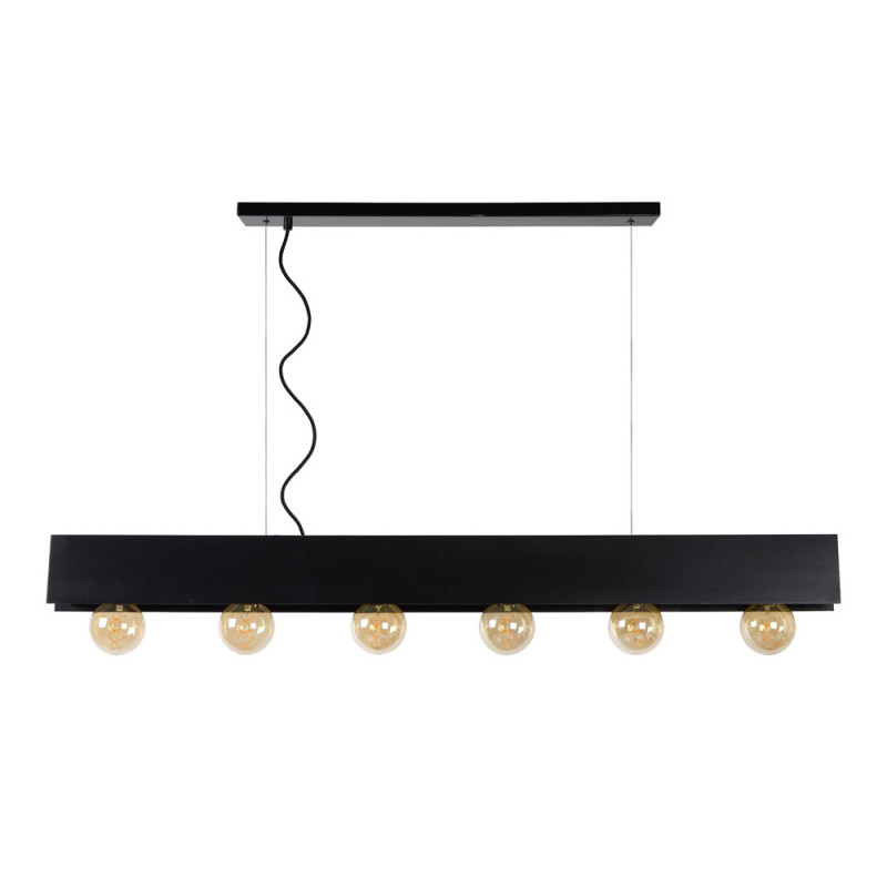 Suspension Surtus noire E27 6 x 60 W LUCIDE
