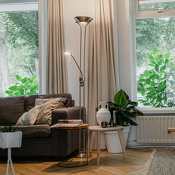 Lampadaire en acier avec lampe de lecture avec LED dimmable en Kelvin - Diva