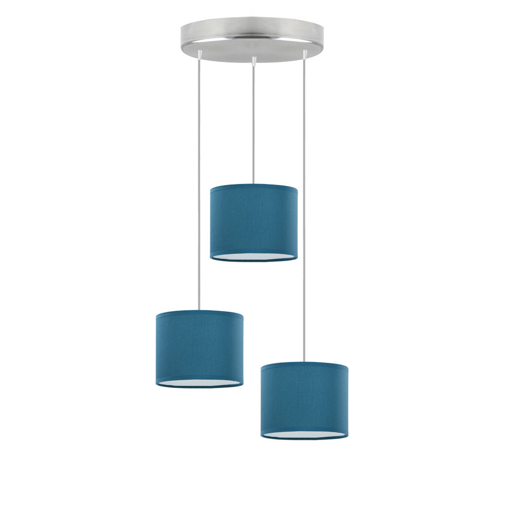 Lampa wisząca 3 punkty PUEBLO Stal szczotkowana/Morski