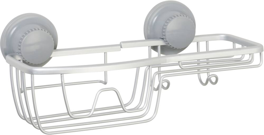 For Living Aluminum Rust-Resistant Suction Basket Shower Caddy with Hook, 3-in x 11-in x 5-in