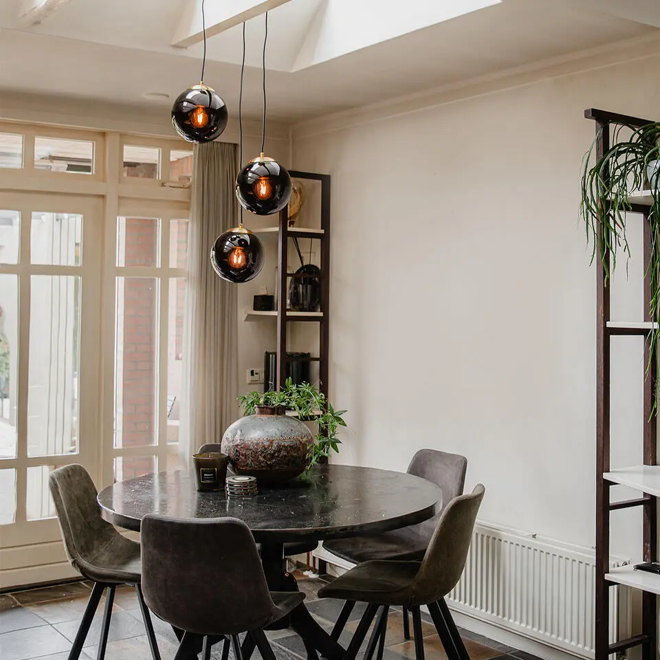 Qazqa hanglamp pallon zwart e27