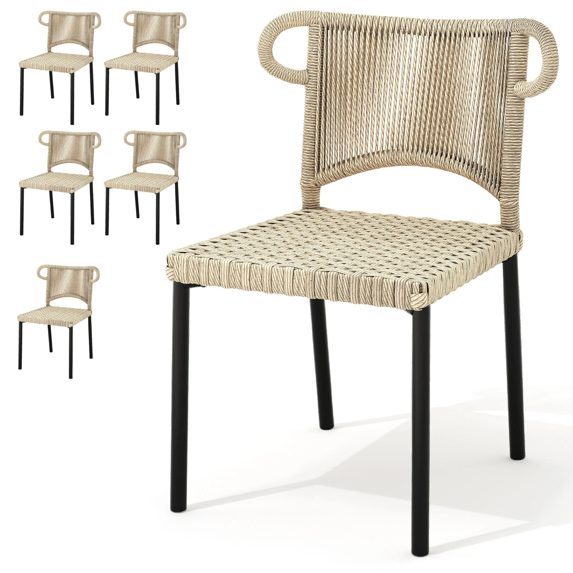 Moasis Outdoor Wicker Dining Chair Set of 6 for Patio