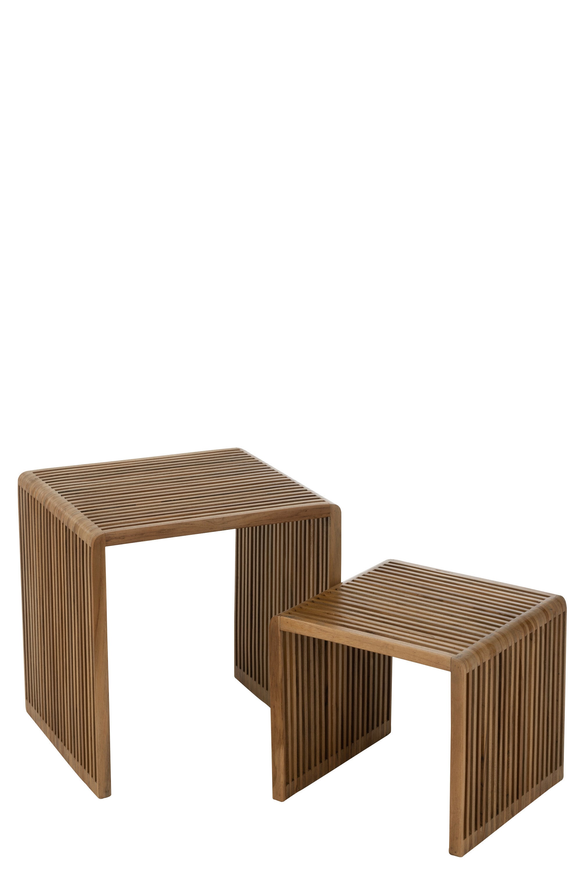 J-Line bijzettafel Kubus Gerecycleerd - hout - naturel - set van 2
