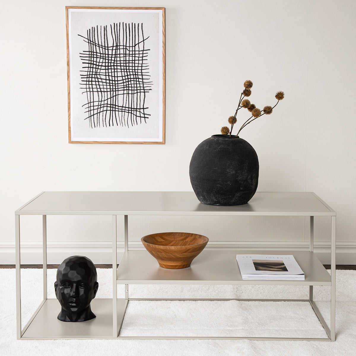 Nest living Jesse Metalen Salontafel met Opbergruimte - Beige