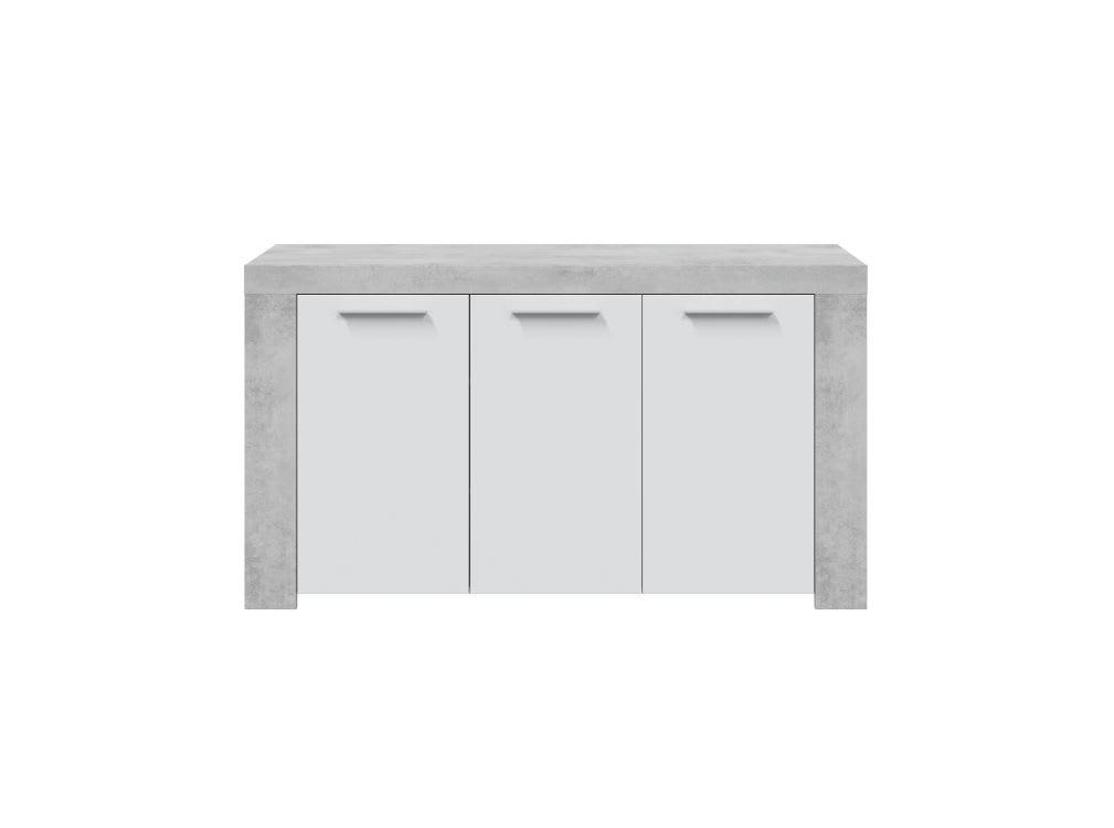 WENDY - Buffet blanc/béton 3 portes L144cm
