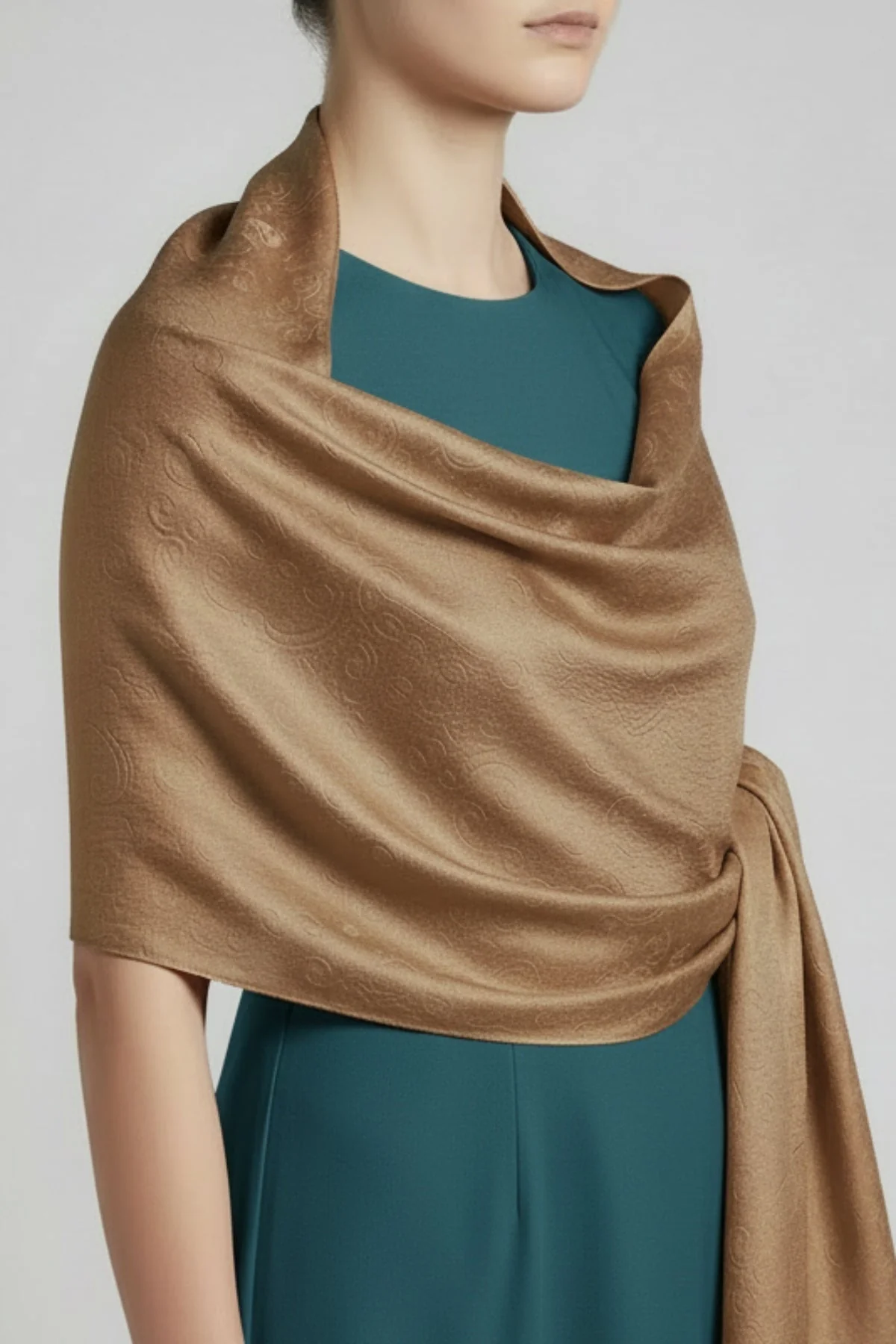 Gold Silk Touch Embossed Scarf