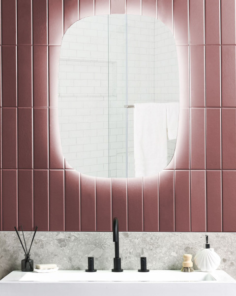 Lustro wiszące ścienne LED owalne ø 78 cm