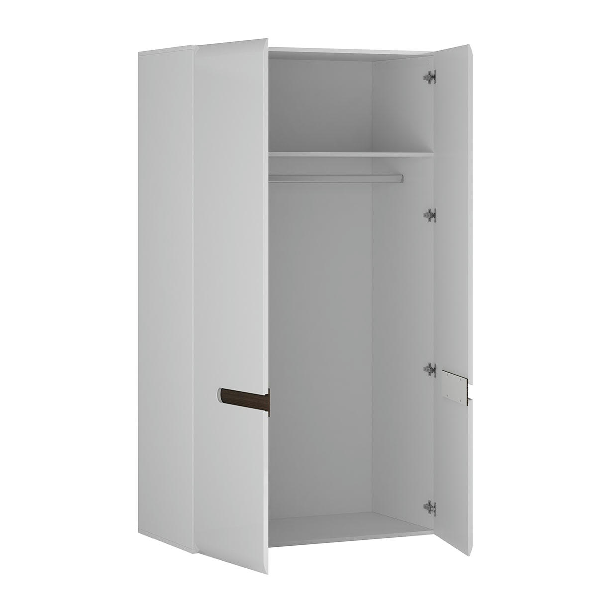 - Armoire 2 portes blanc laqué et naturel