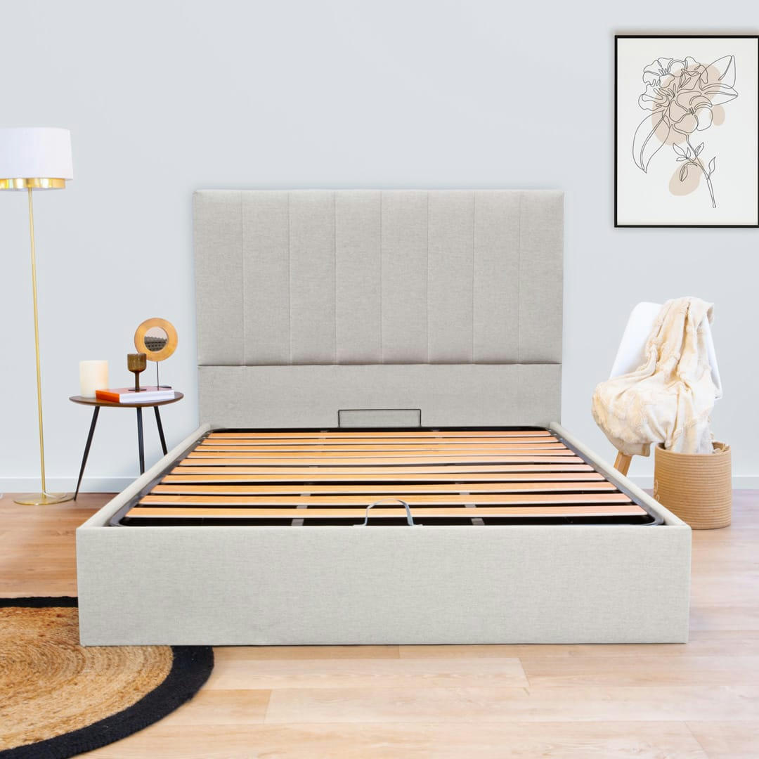 - Lit Coffre  180x200  Coloris Beige