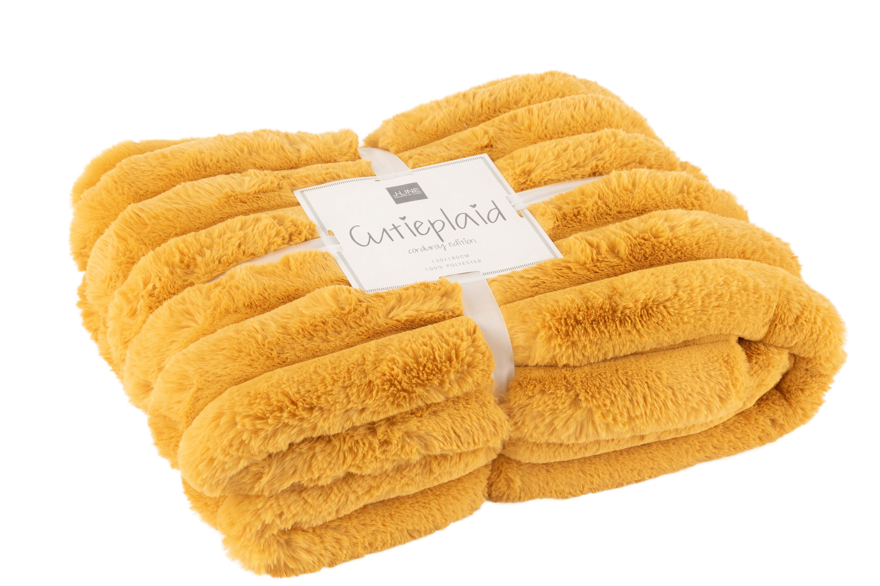 J-Line plaid Large Corduroy - polyester - oker - 180 x 130 cm