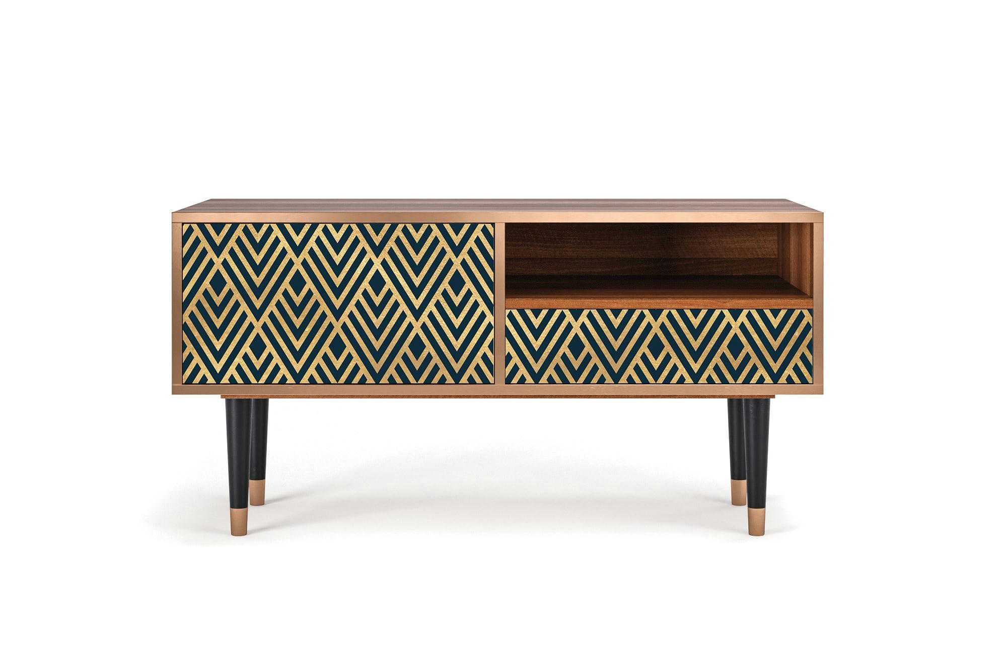 EGYPT TRIANGLES - Meuble TV  bleu 1 tiroir et 1 porte L 115 cm