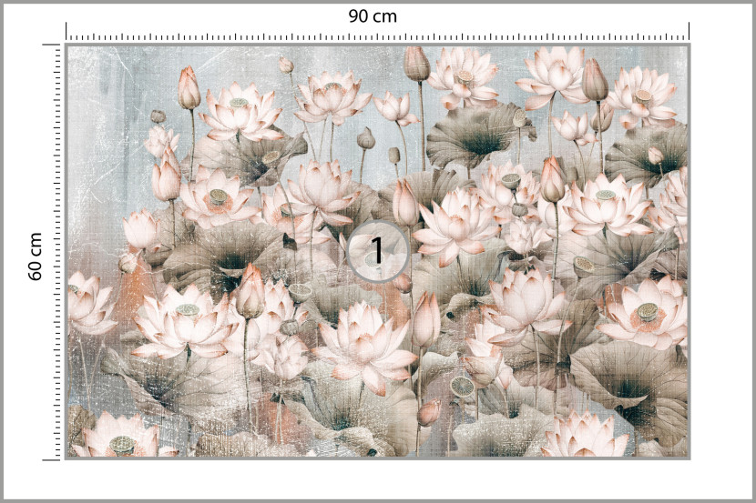 Fototapeta Kwiaty Lotosu W Stylu Retro 90x60cm