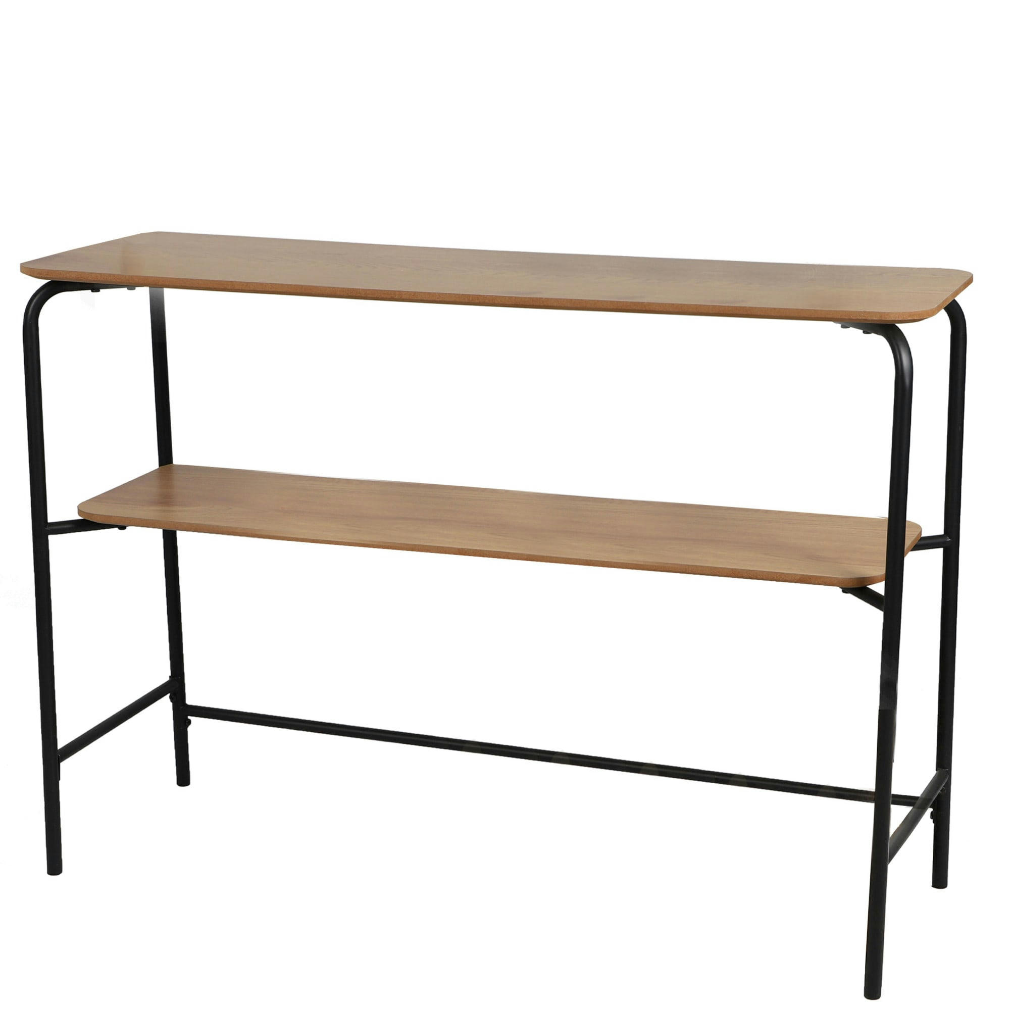 - Console en métal noir et 2 plateaux en bois - 110x35x78cm