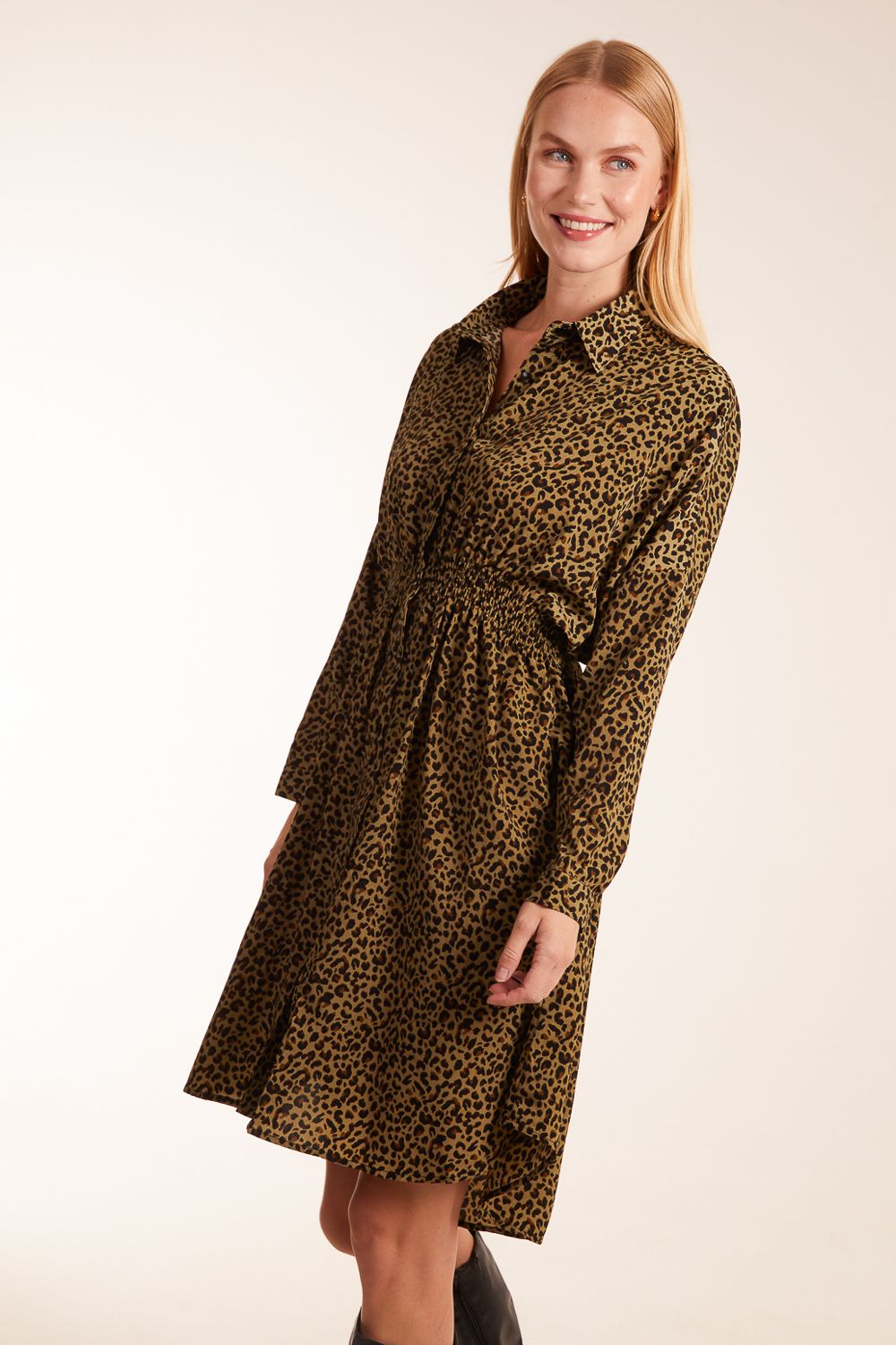 Blue Vanilla Leopard Shirt Dress
