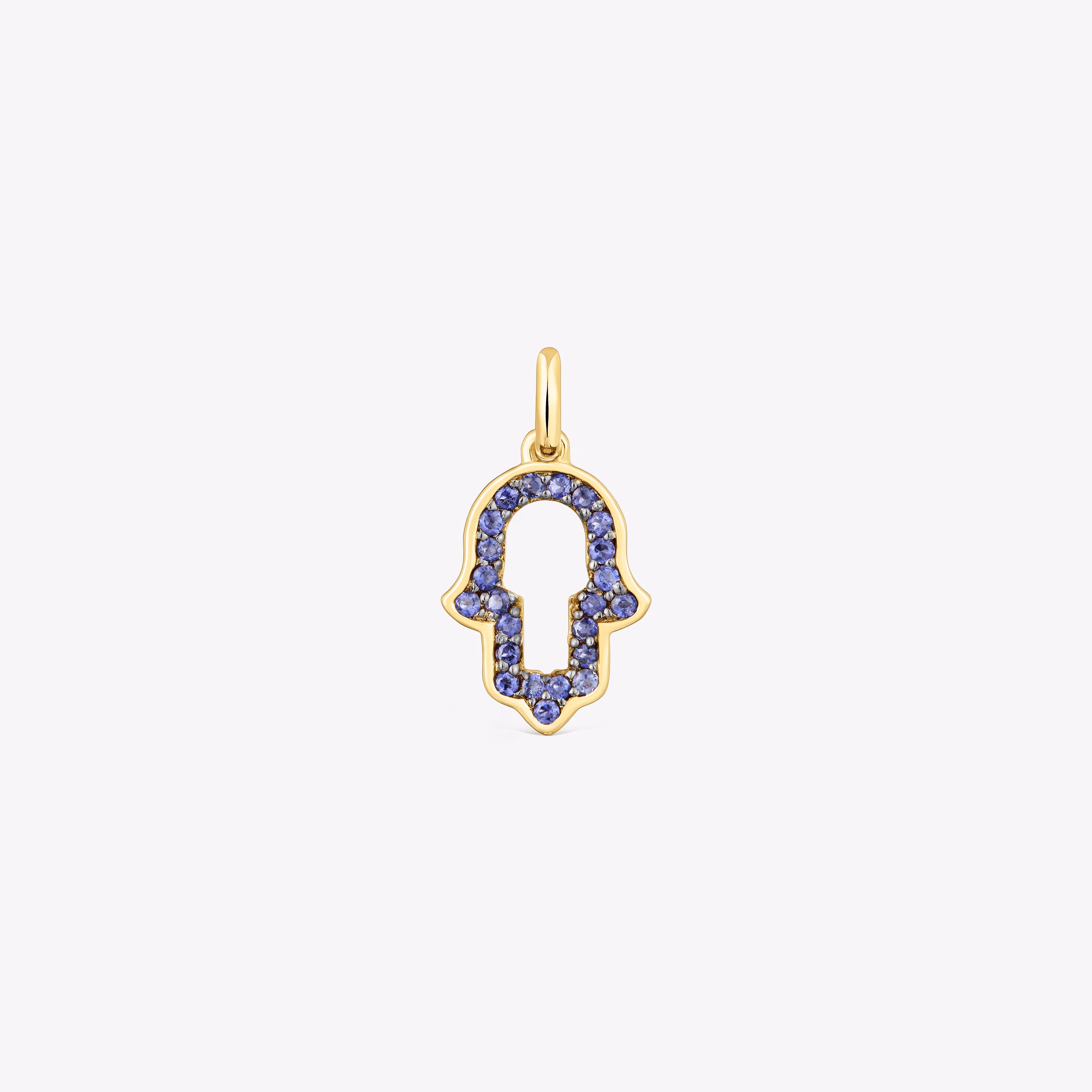 Colgante mano de Fátima de oro de 14 kt e iolita Medallions