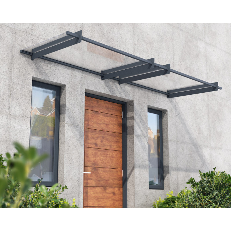 Marquise de porte Nancy gris foncé 301 x 94 cm CANOPIA