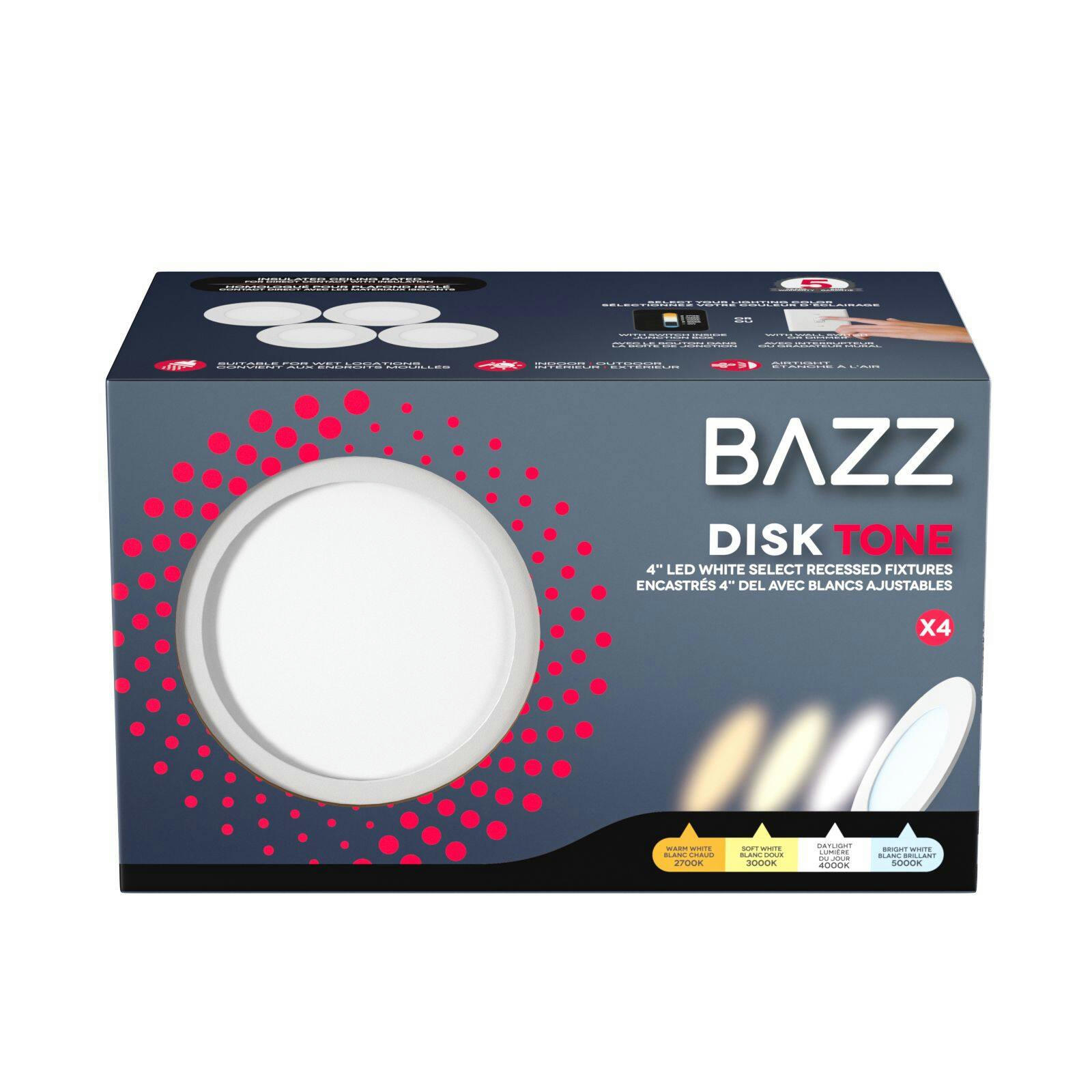BAZZ CCT Recessed Lights, 4-in, 4-pk