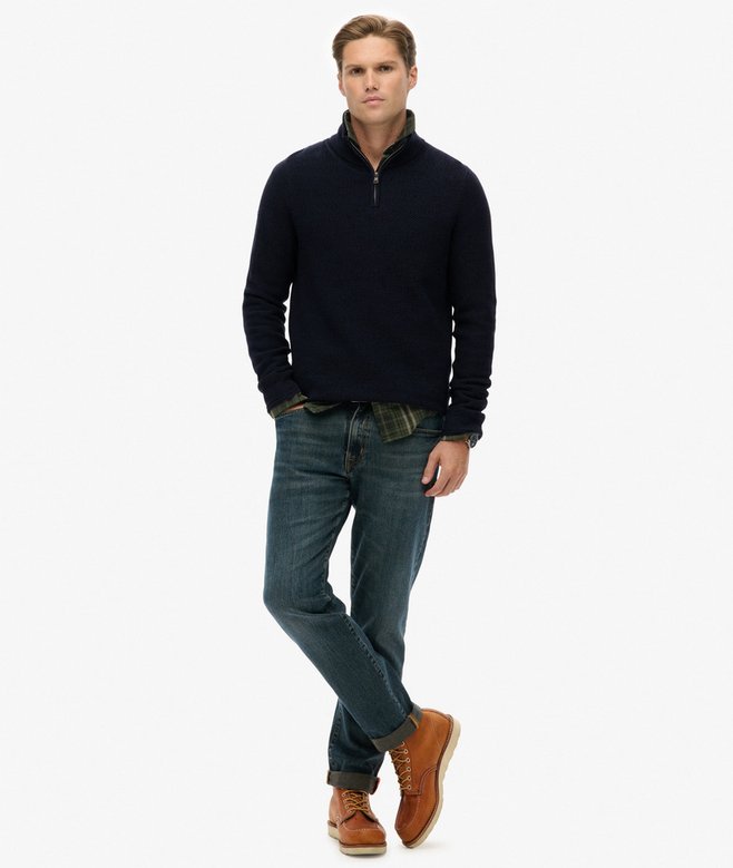 Cotton Texture Half-Zip Jumper
