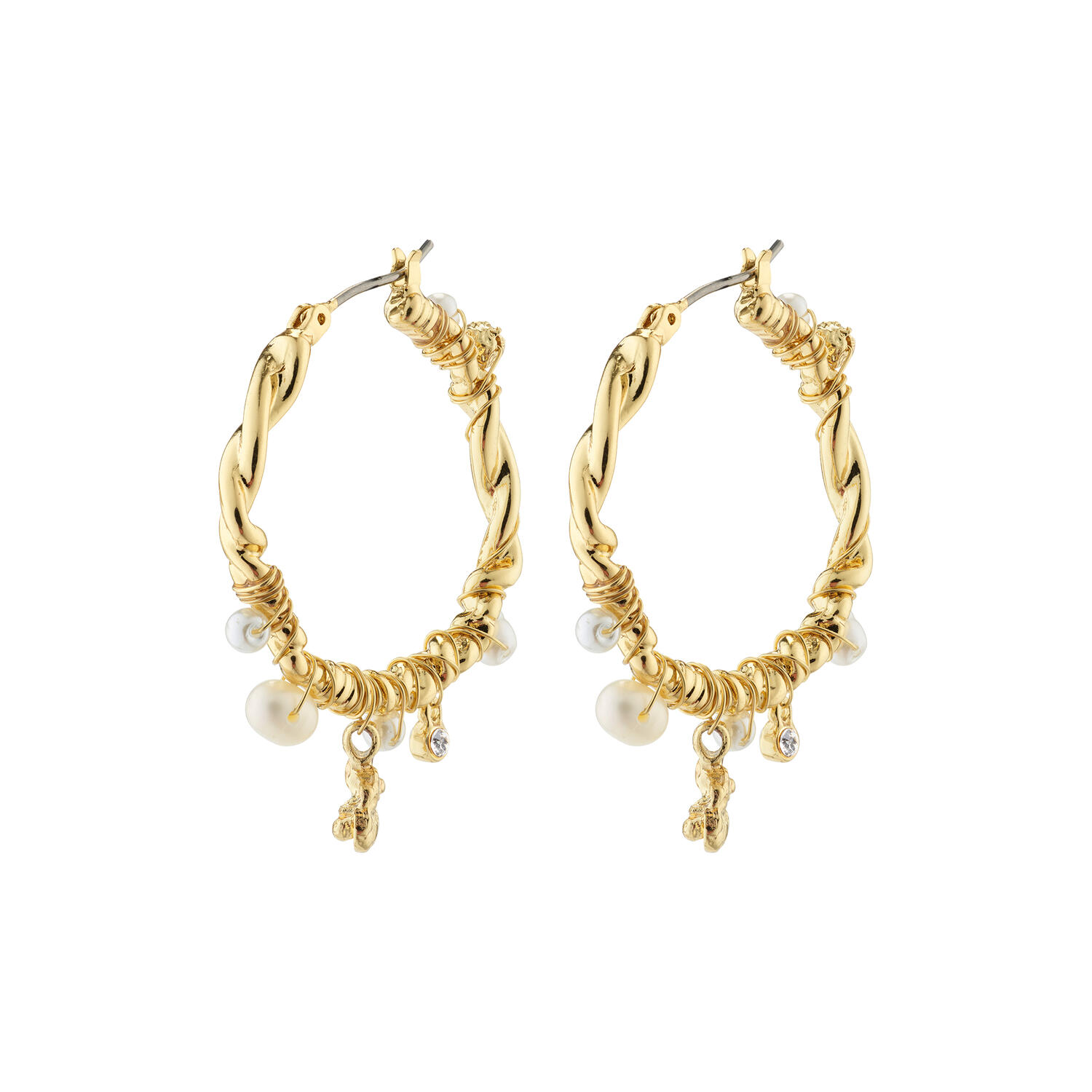 ANA perle & krystal hoops, guldbelagt
