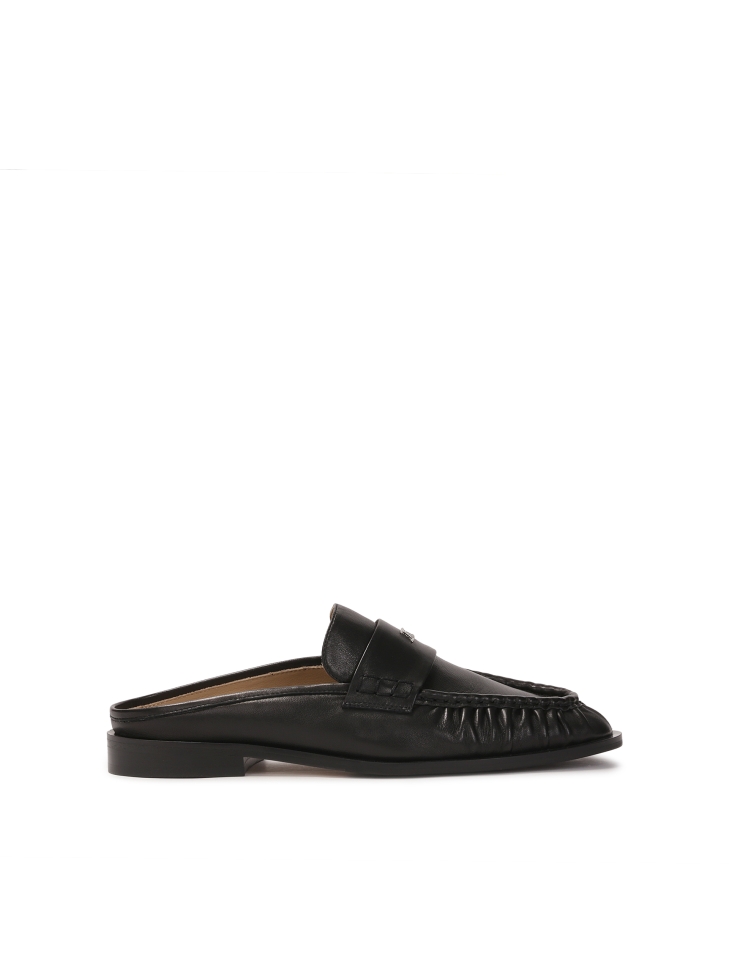Black loafers style mules