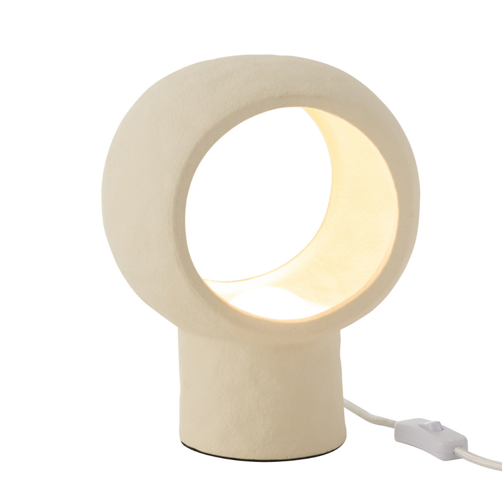 J-Line tafellamp Cirkel Globle - glas/keramiek - beige