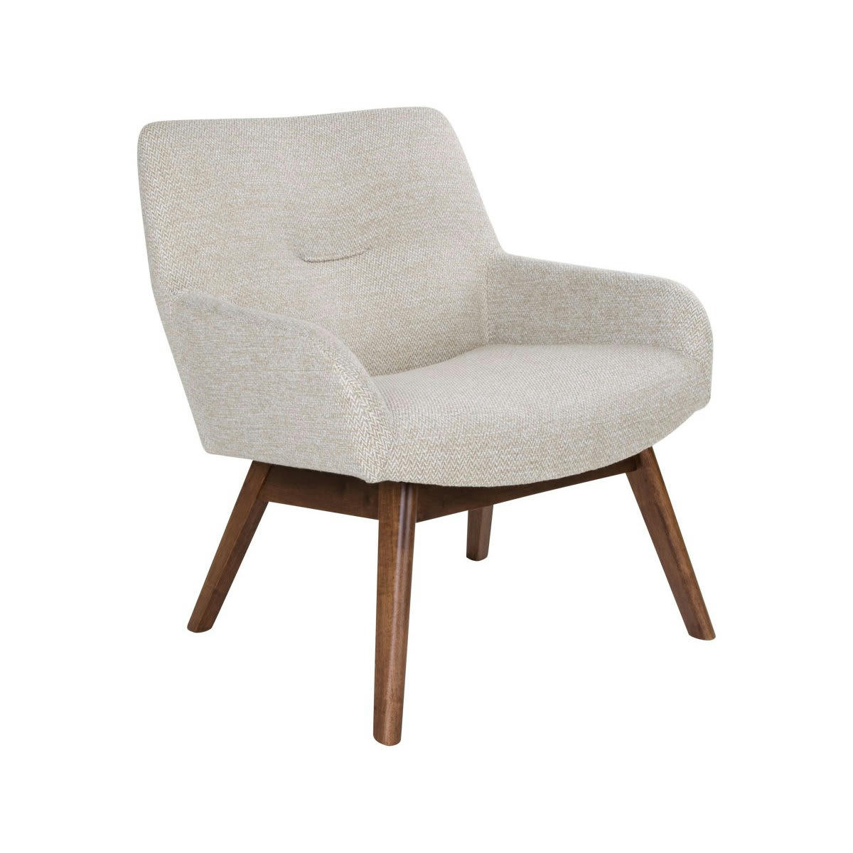 HARMANCE - Fauteuil lounge en tissu pieds bois beige