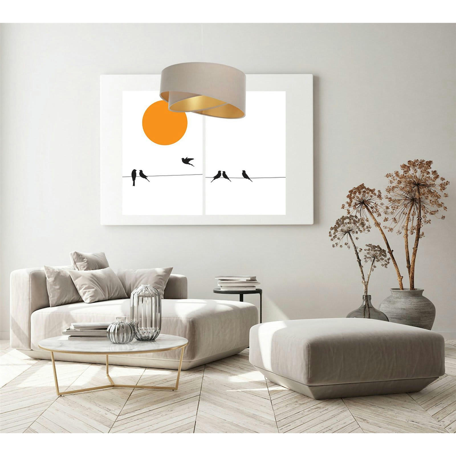 GALAXY ECO - Suspension Tissu Beige 45x45x21 cm