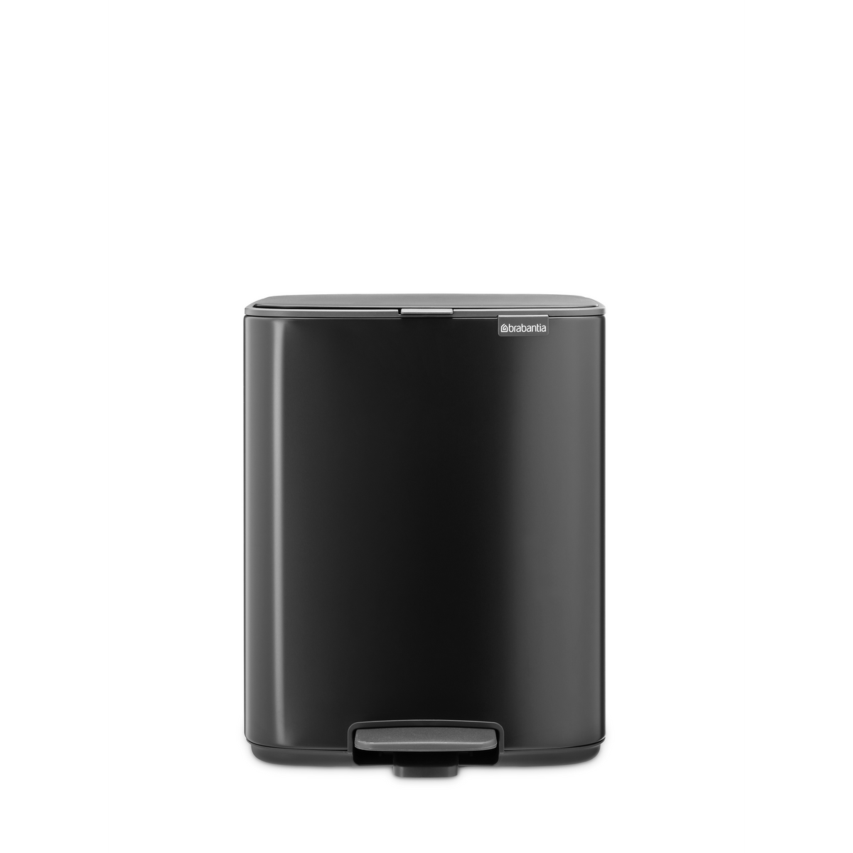 Brabantia Bo Pedaalemmer, 12 liter, stil sluitend, kunststof binnenemmer - Matt Black