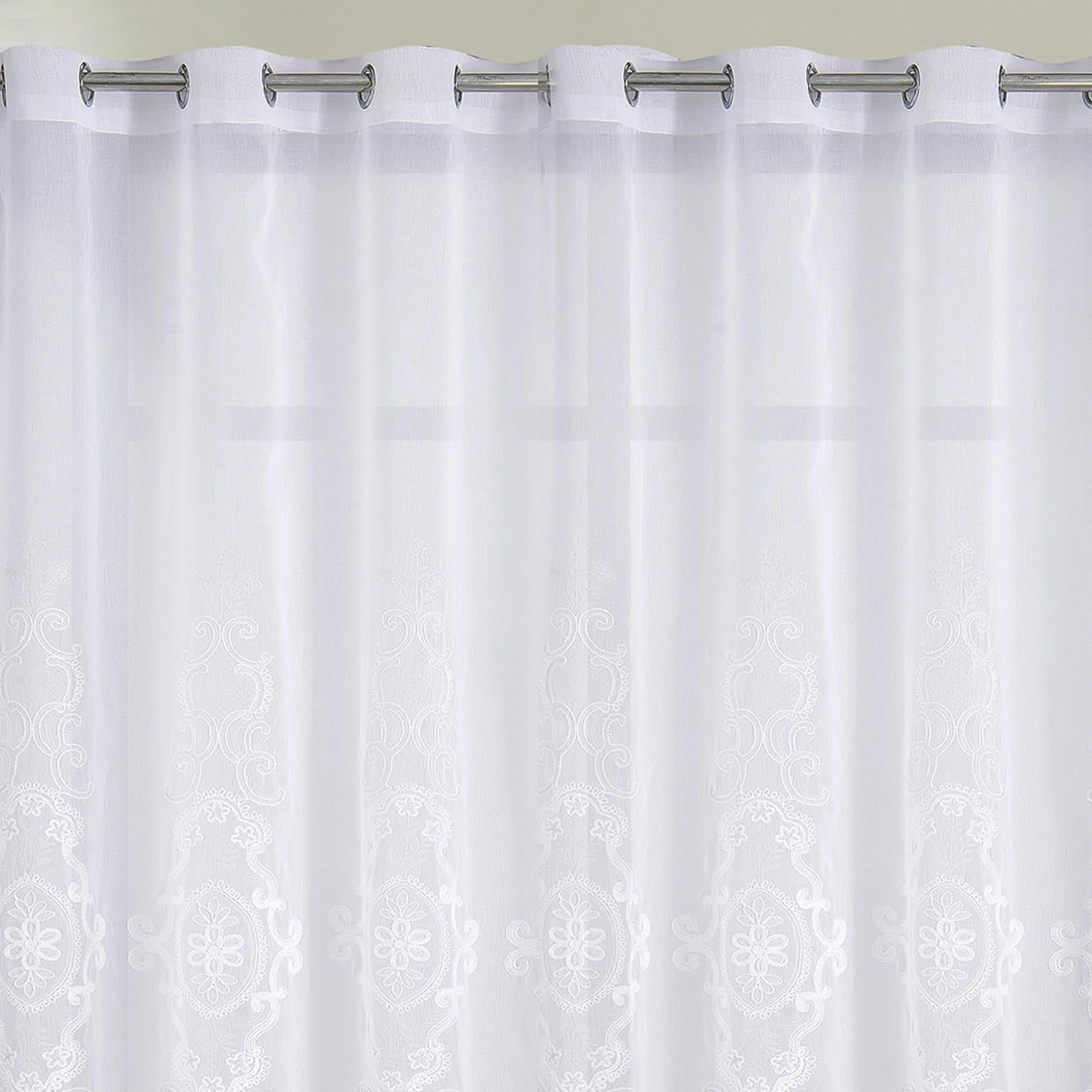 - Voilage grande largeur au style macramé polyester blanc 300x260 cm