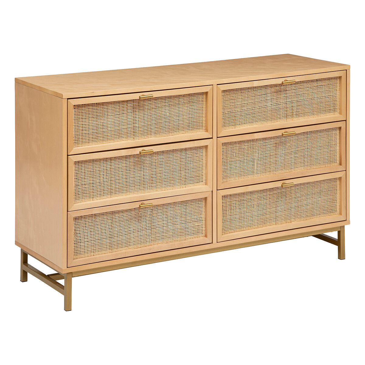 Chest of drawers "Rayo" Metal & birch, 120x40cm, 6 drawers