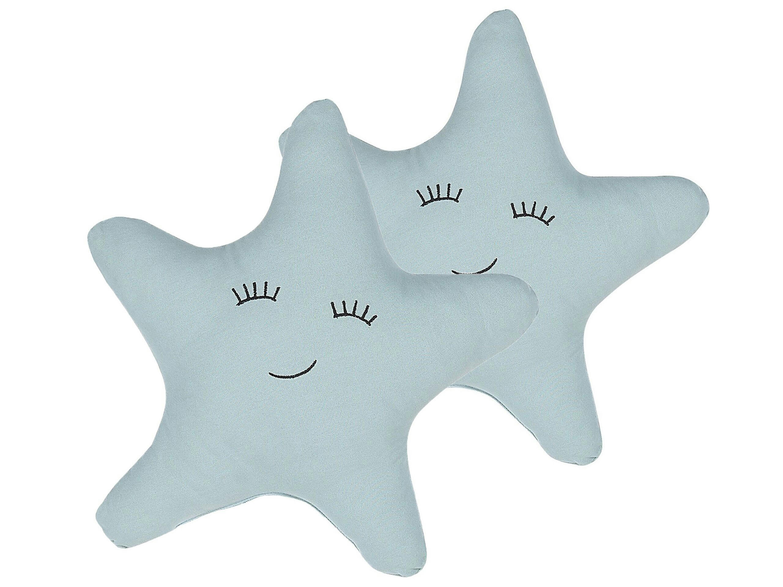 BHOPAL - Lot de 2 coussin décoratifs en tissu bleu 40x12cm