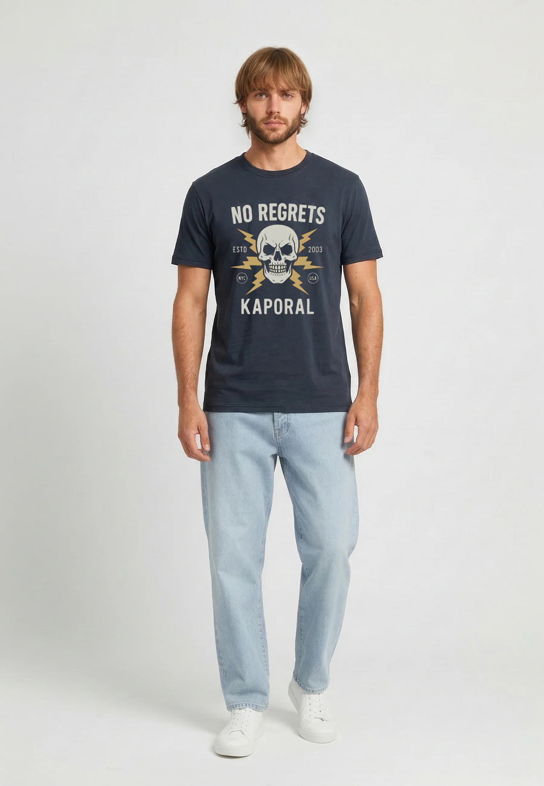 T-shirt bleu marine en coton KUCHING