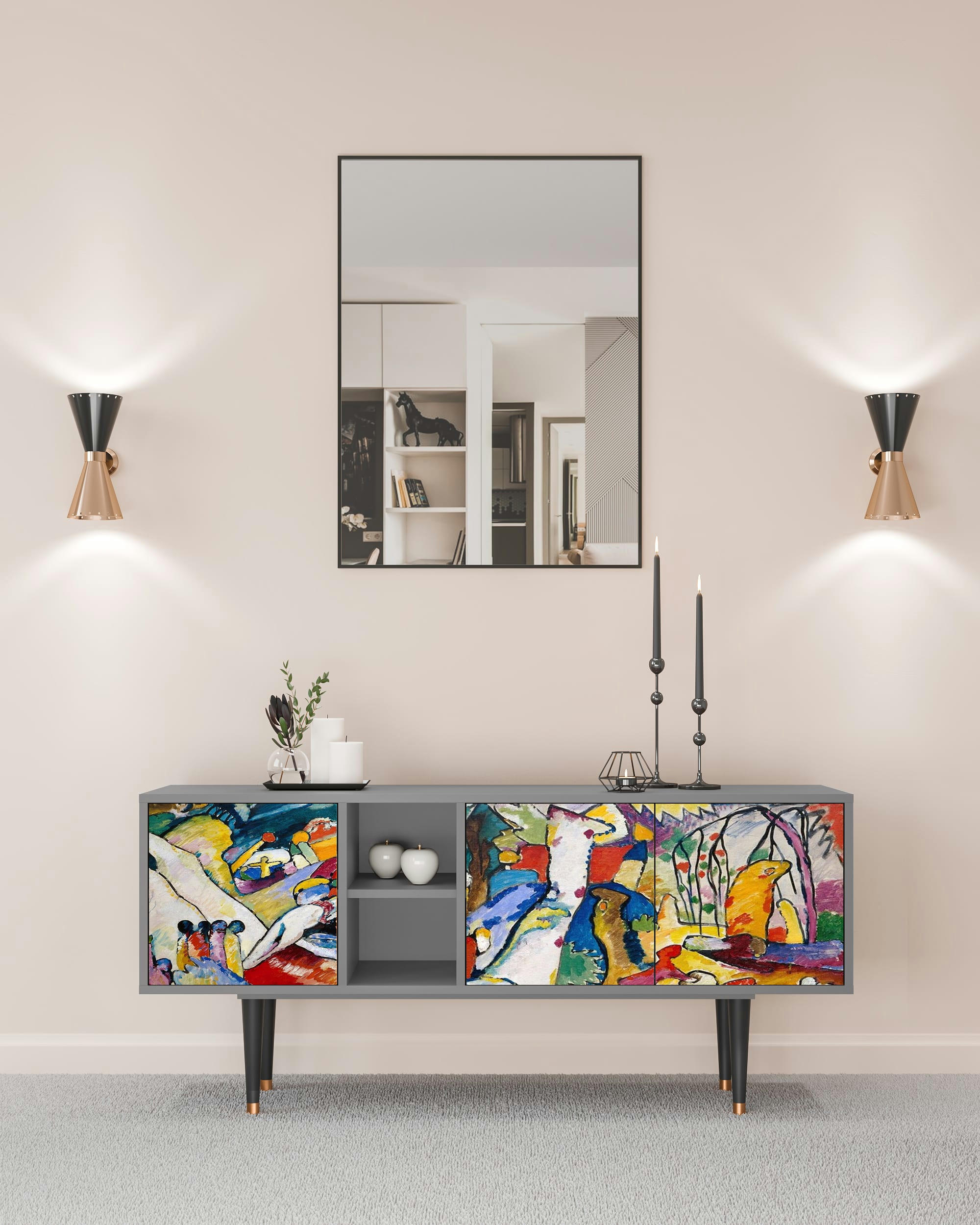 IMPROVISATION 26 BY WASSILY KANDINSKY - Meuble TV  multicolore 3 tiroirs L 150 cm