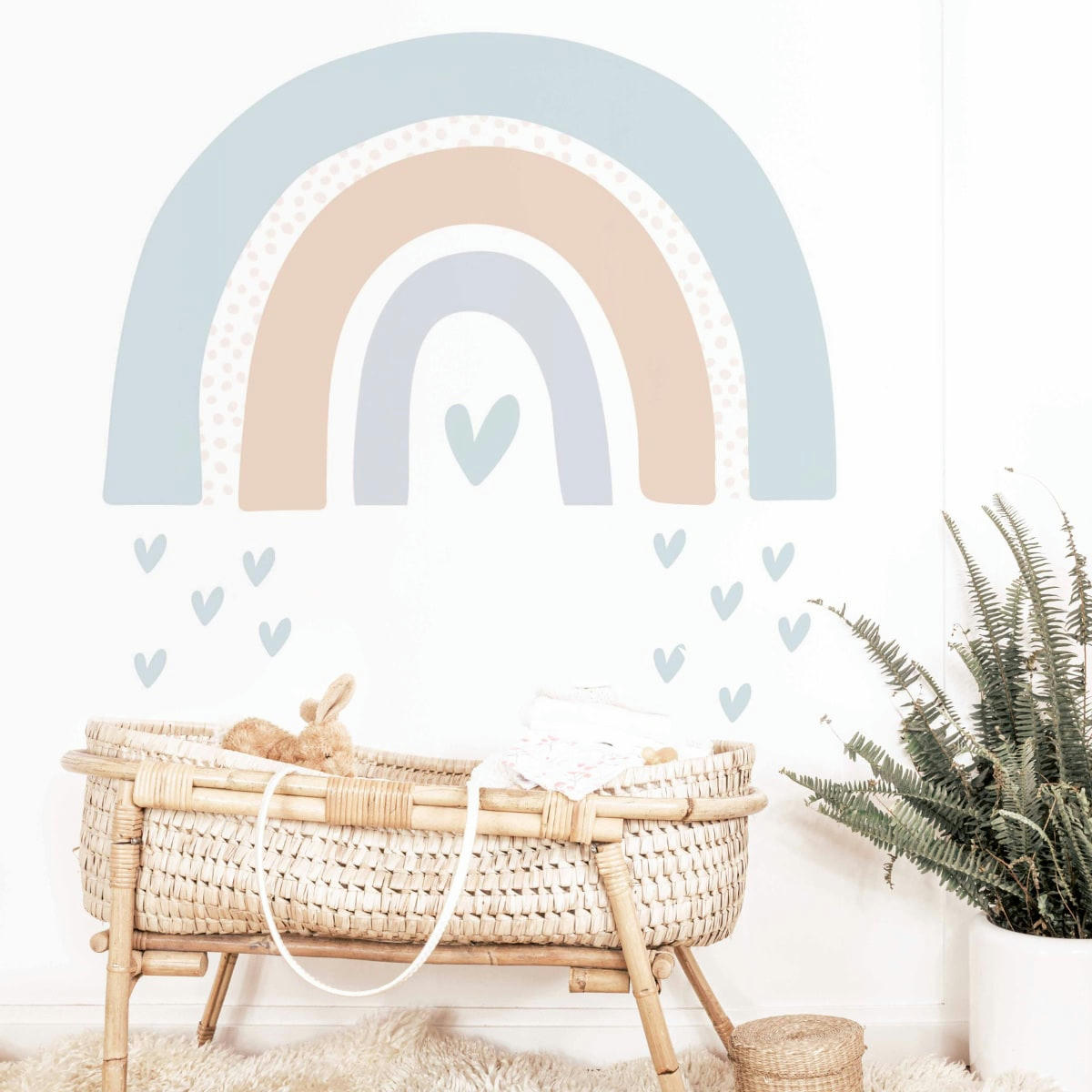 RAINBOWS1 - Stickers muraux en vinyle arc en ciel bleu at beige