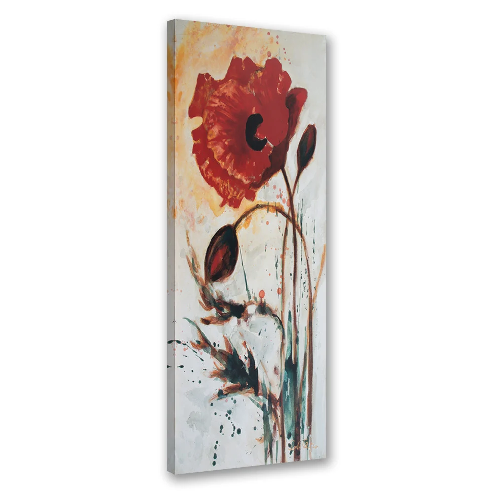 Feeby Obraz na płótnie, Kwiat maku malowany 30x90