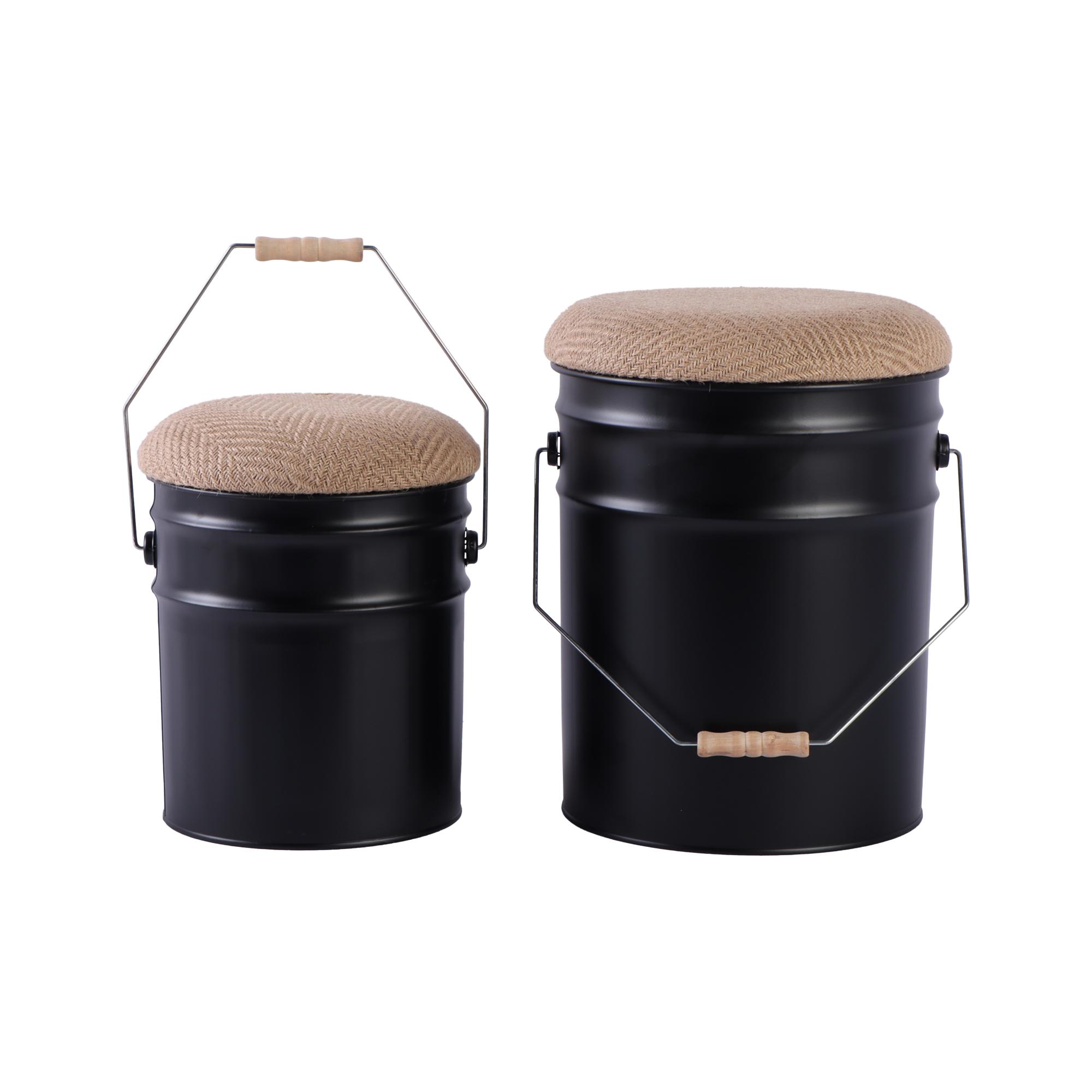Leitmotiv kruk Buckets - zwart - Ø31cm