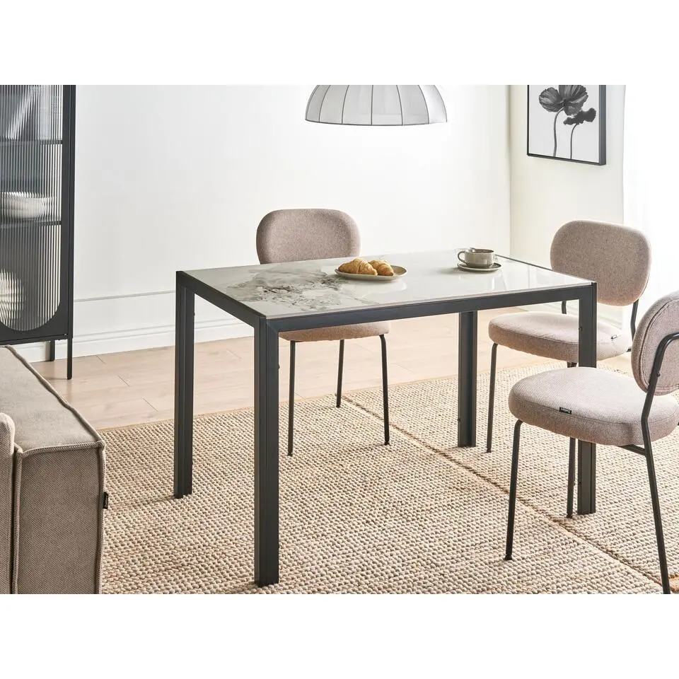 CLARENCE - Eettafel - Wit/Zwart - 120 x 70 cm - Hout