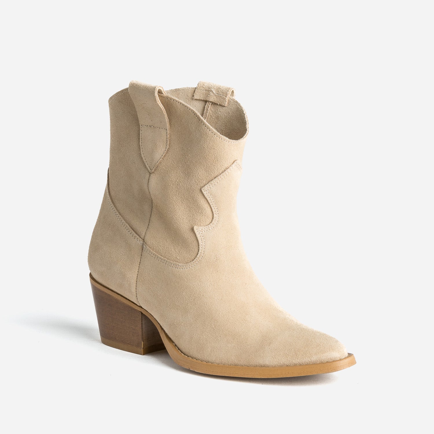 Boots Western TEXTO beige cuir velours éco-conçu